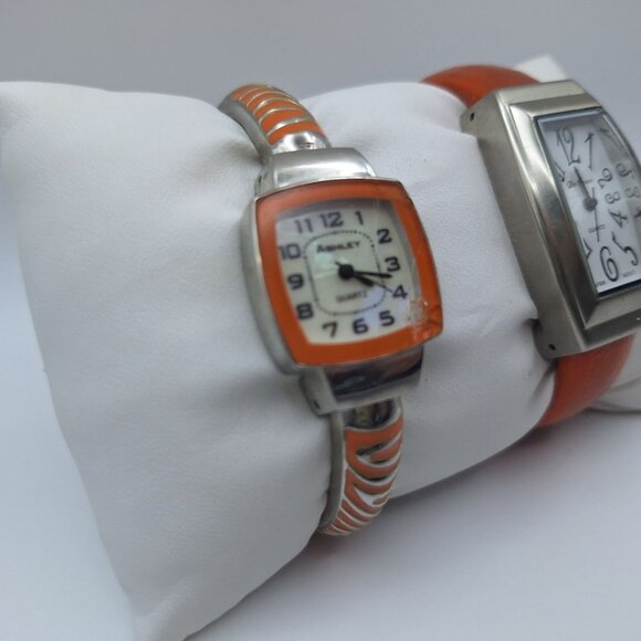 Lot 6 Watches Quartz Cuff Narmi Avon Da Vanci Orange Green Black Chip - Picture 6 of 8
